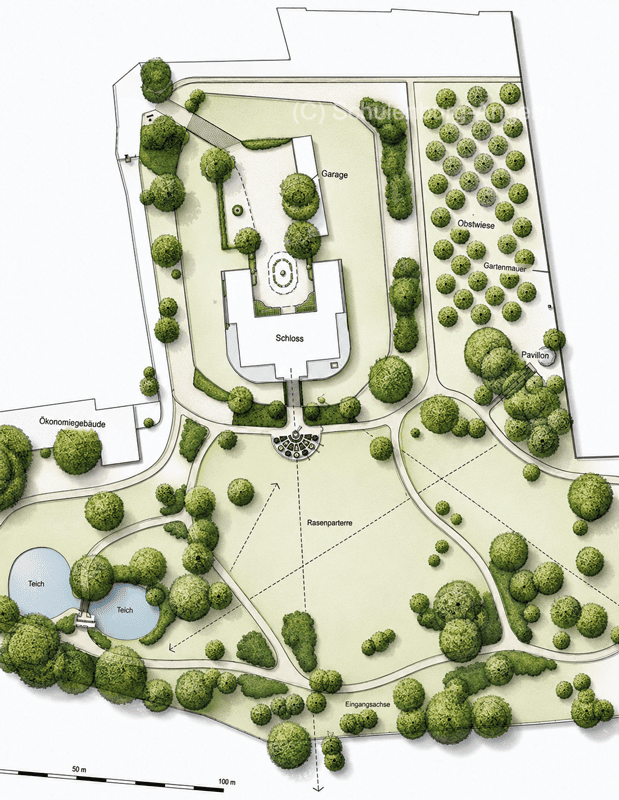 Plan Park Schloss Angern 1845